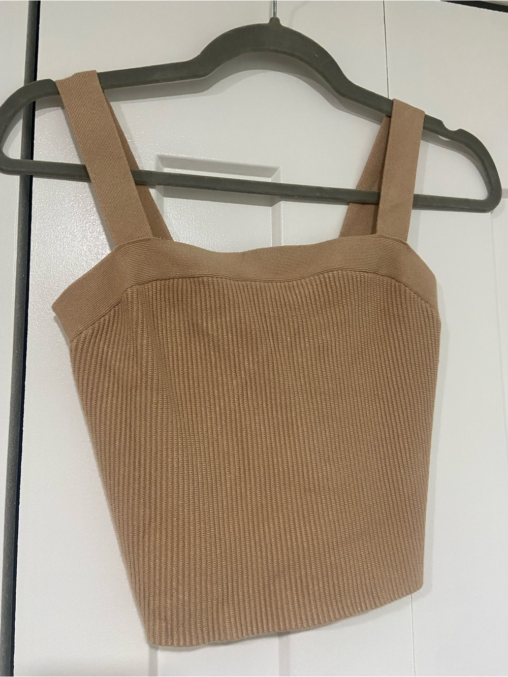 Abercrombie & Fitch Camel Ribbed Square-Neck Camisole